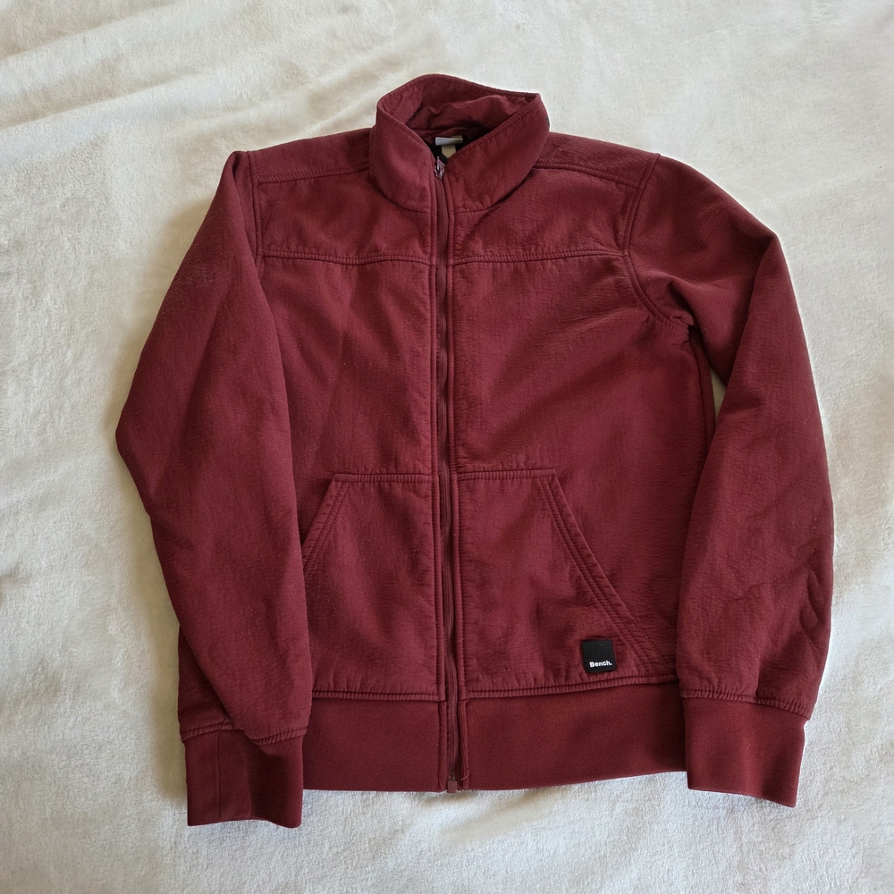 Men's Burgundy Bench Softshell Zip Up Jacket Small